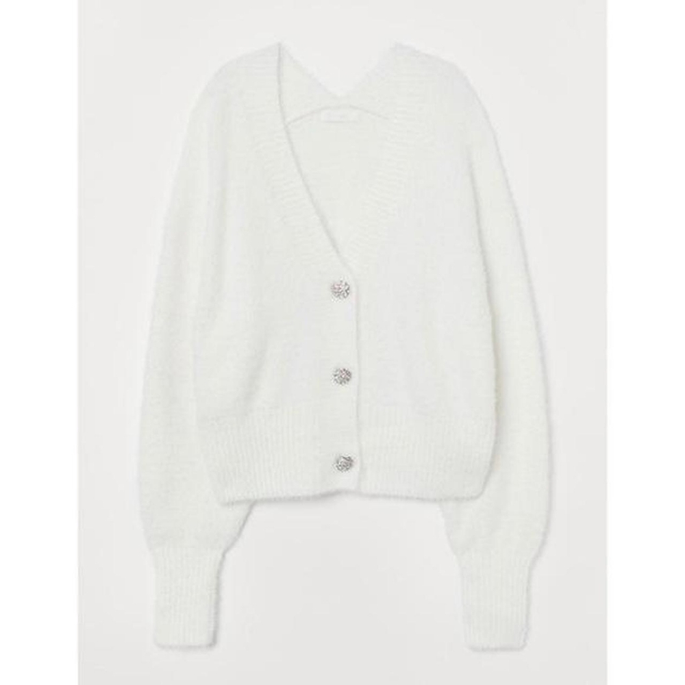 H&M White Rhinestone Button Cardigan - Picture 3 of 10